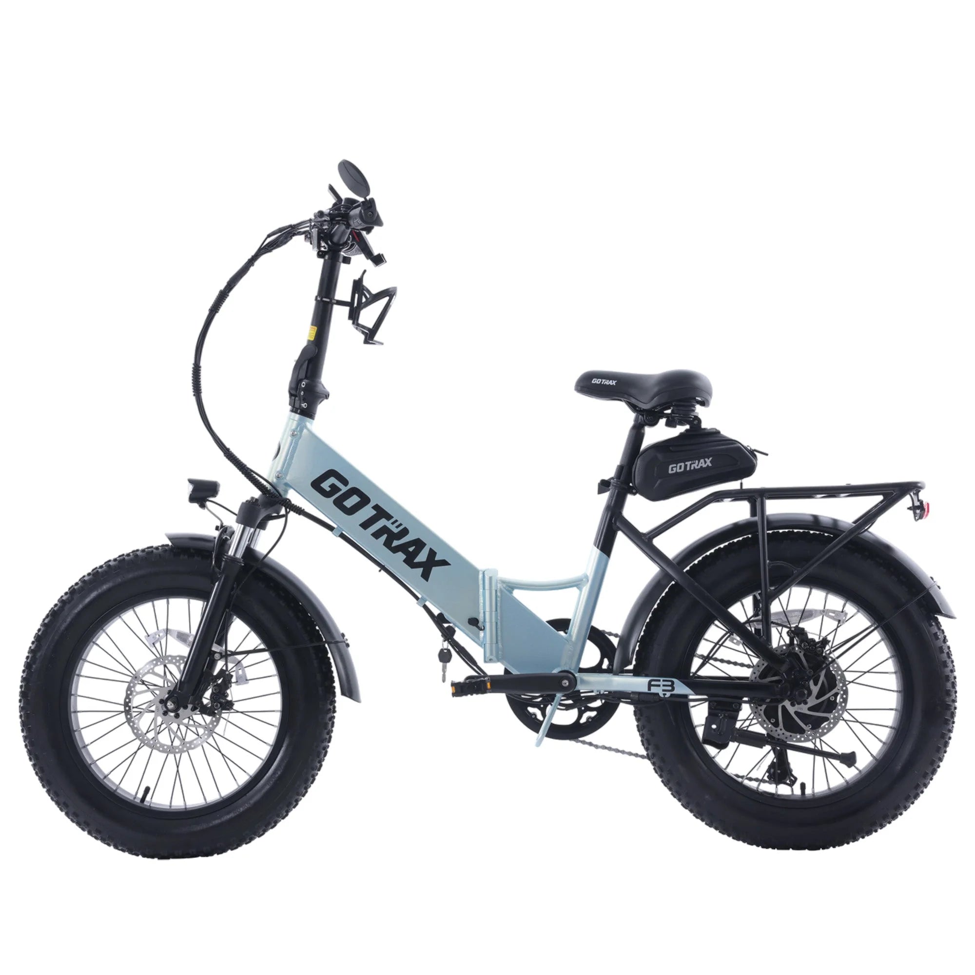 folding electric bicycle 500w Gotrax F3 500w 14Ah Folding Fat Tire E-Bike, 25 Mph, 20 inchx3 inch, LCD Display,Navy Blue, Size: 20 x 3