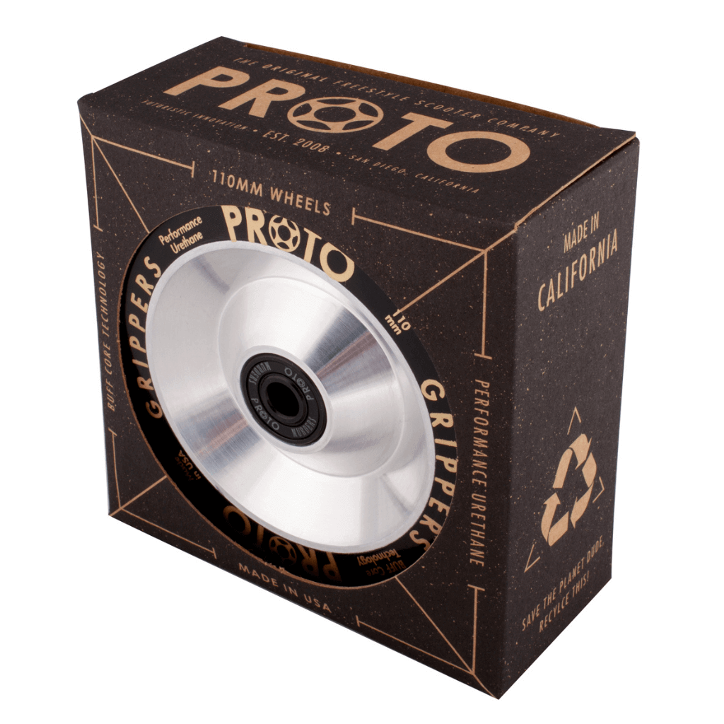 PROTO Classic Full Core Grippers 110mm (Black On Raw) |WHEELS |$84.95 |TSP The Shop | Proto Classic Full Core 110mm | Pro Scooter Wheels made in USA