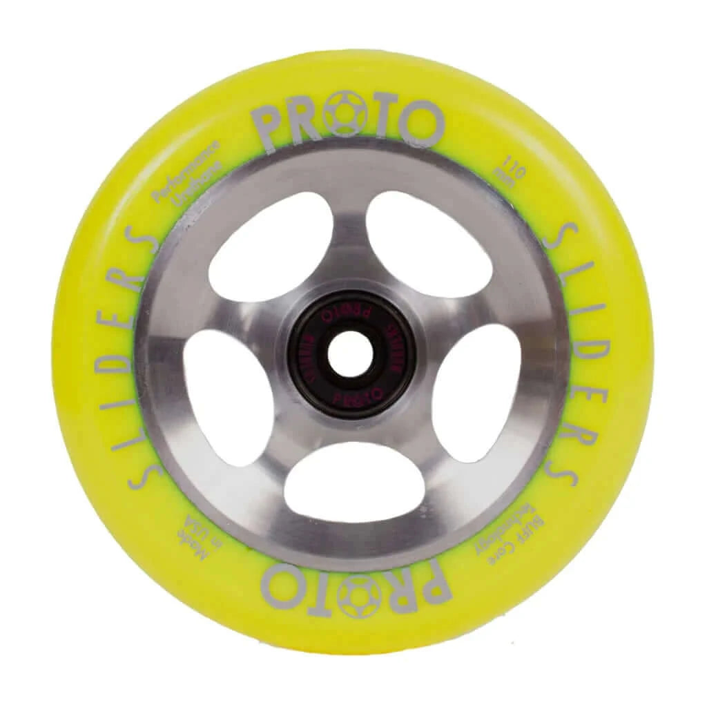 PROTO WHEELS PROTO – StarBright Sliders 110mm (Neon Yellow on RAW)