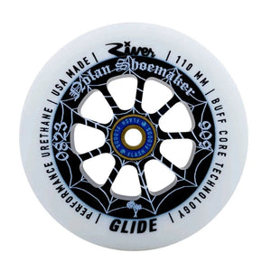 River Wheel Co – “Cali” Glides Nolan Shoemaker Signature White on Black |WHEELS |$94.95 |TSP The Shop | River Wheel Co “Cali” Glides Nolan Shoemaker Sig. | The Shop Pro Scooter Lab