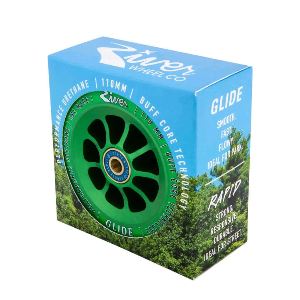 River Wheel Co. Natural Emerald Glides Wheels |WHEELS |$89.95 |TSP The Shop | River Wheel Co Natural “Emerald” Glides 110mm Wheels | The Shop Pro Scooter Lab