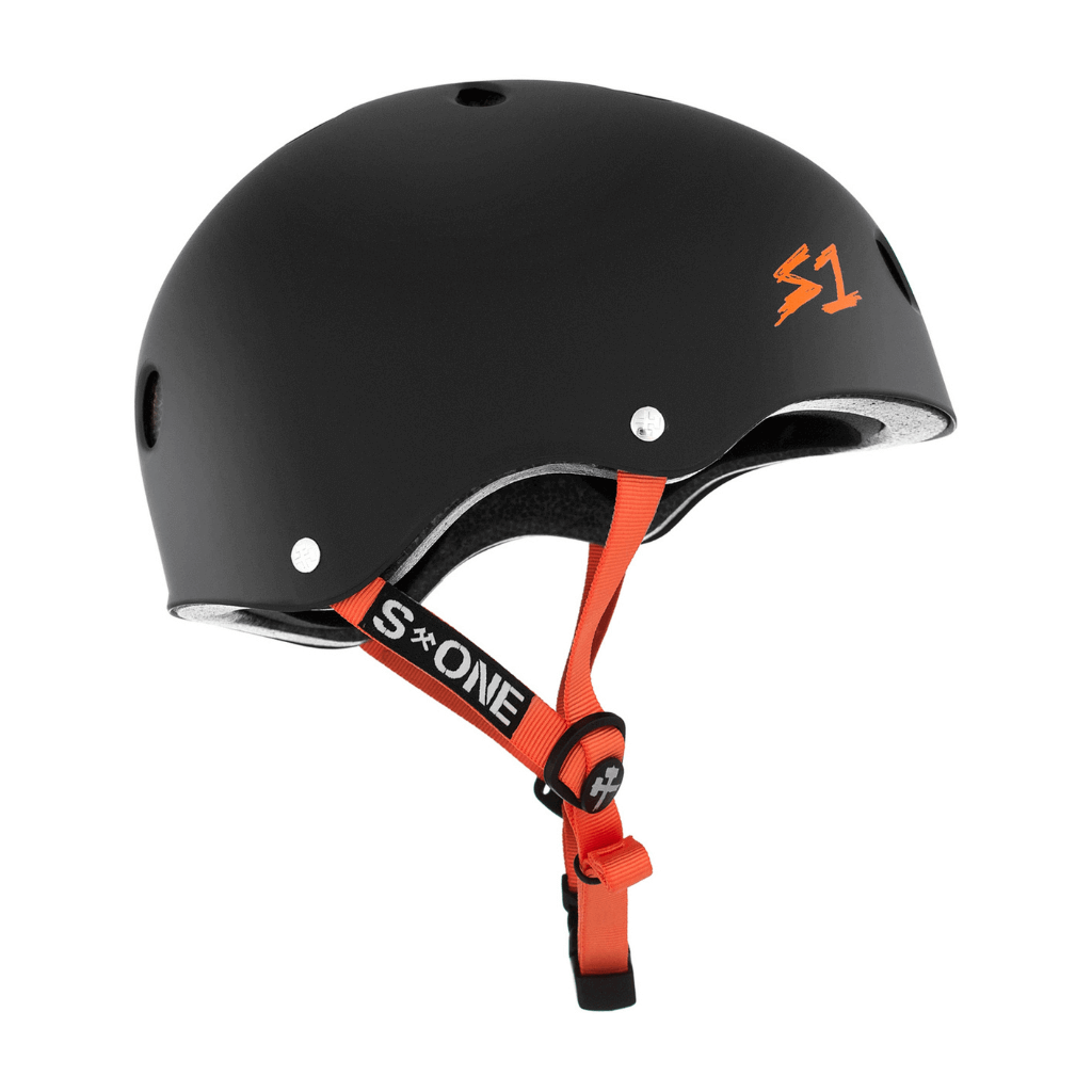S1 SAFETY GEAR XS S1 Lifer Matte Black with Orange Straps Helmet
