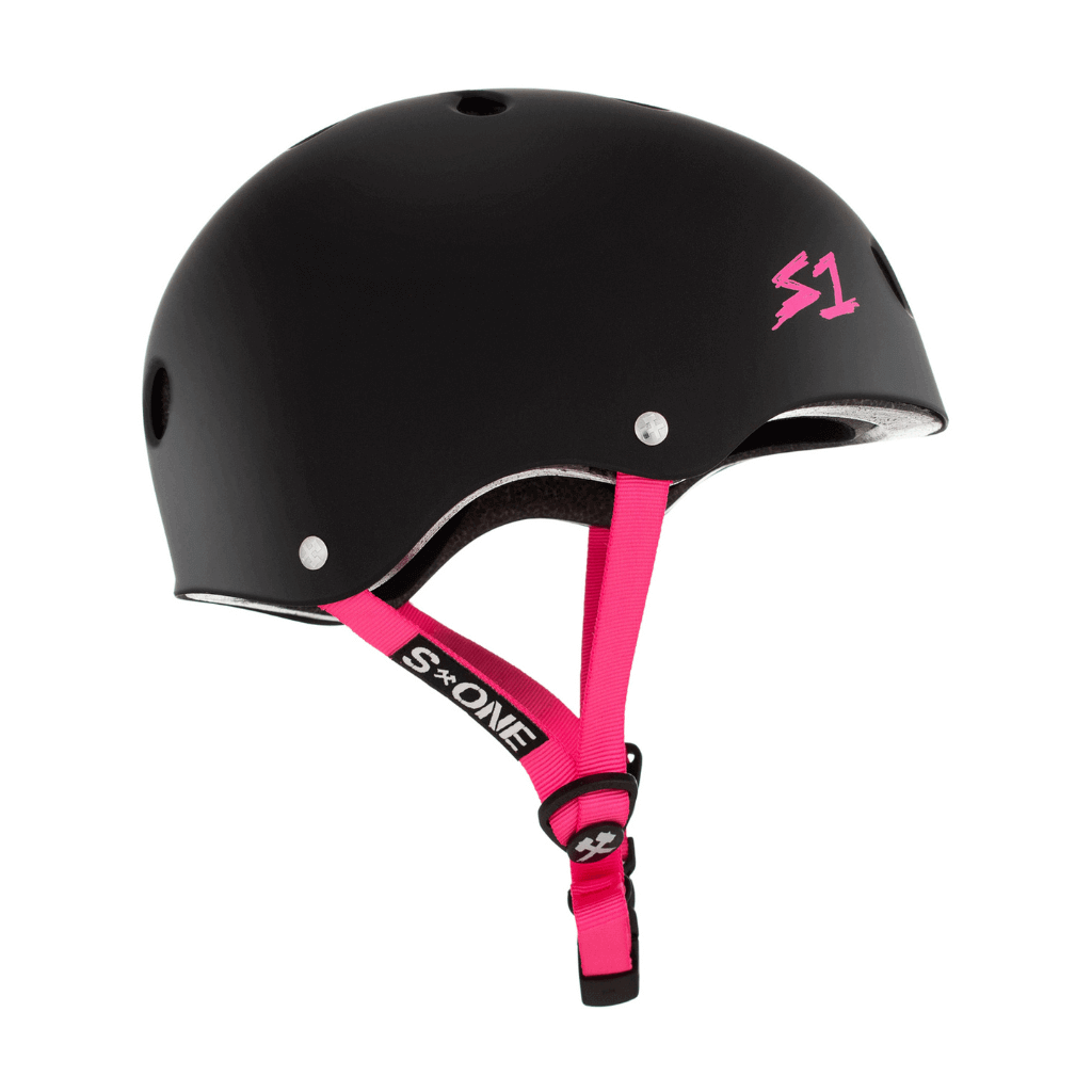 S1 SAFETY GEAR XS S1 Lifer Matte Black With Pink Straps Helmet