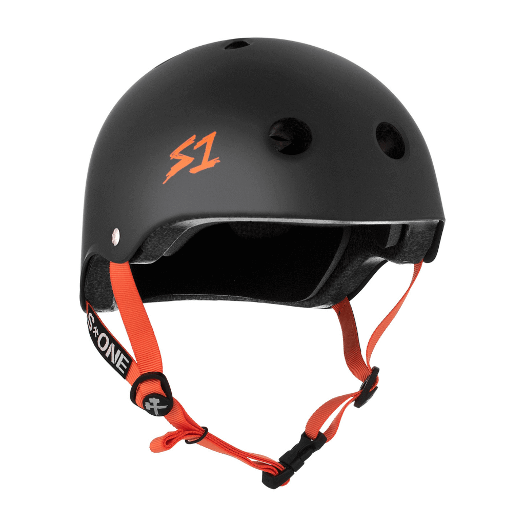 S1 Lifer Matte Black with Orange Straps Helmet |SAFETY GEAR |$79.99 |TSP The Shop | S1 Lifer Matte Black with Orange Straps Helmet | The Shop Pro Scooter Lab