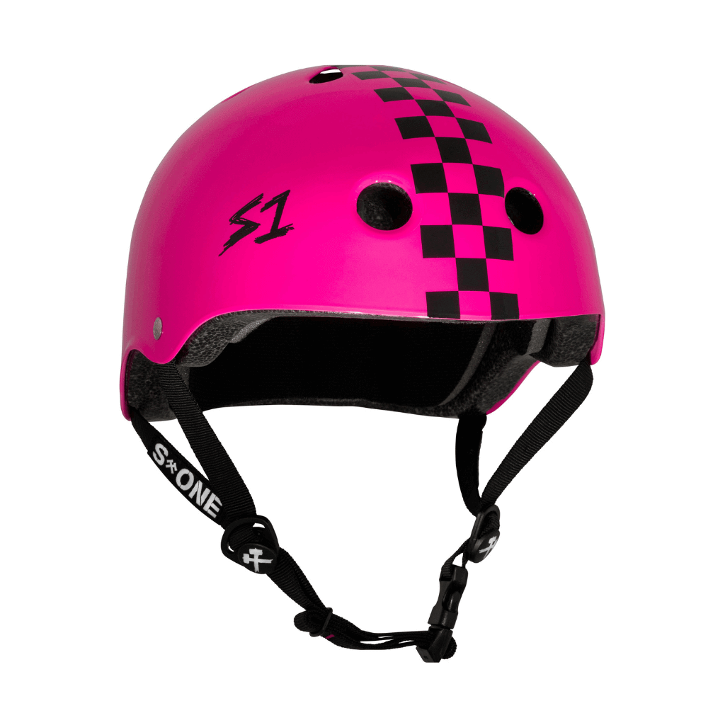 S1 Lifer Pink Checkers Helmet |SAFETY GEAR |$81.99 |TSP The Shop | S1 Lifer Pink Checkers Helmet | The Shop Pro Scooter Lab